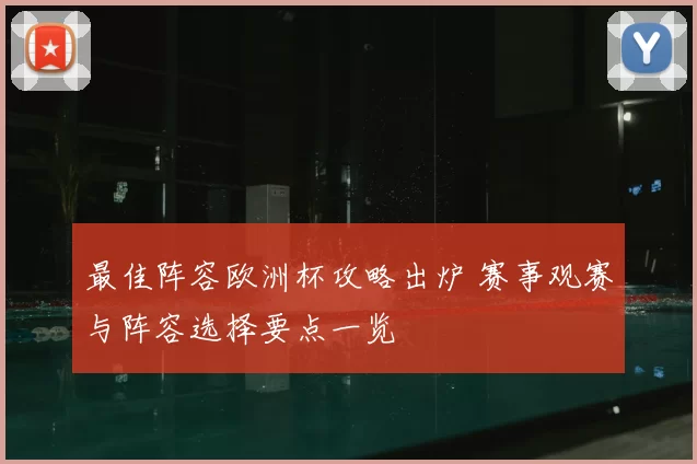 最佳阵容欧洲杯攻略出炉 赛事观赛与阵容选择要点一览